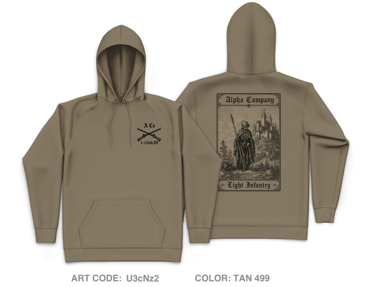 Alpha Company 1-110th Infantry Core Men's Hooded Performance Sweatshirt - U3cNz2