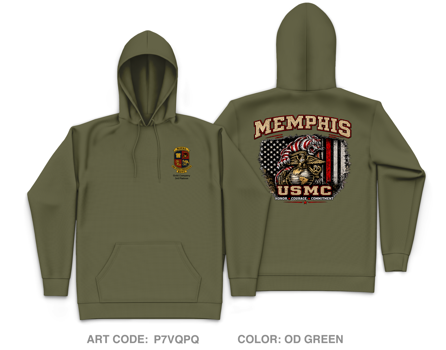 University of Memphis NROTC Core Men's Hooded Performance Sweatshirt - P7VQPQ