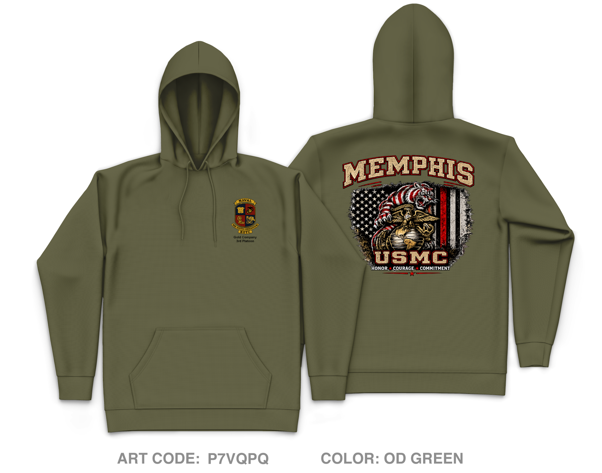 University of Memphis NROTC Core Men's Hooded Performance Sweatshirt - P7VQPQ