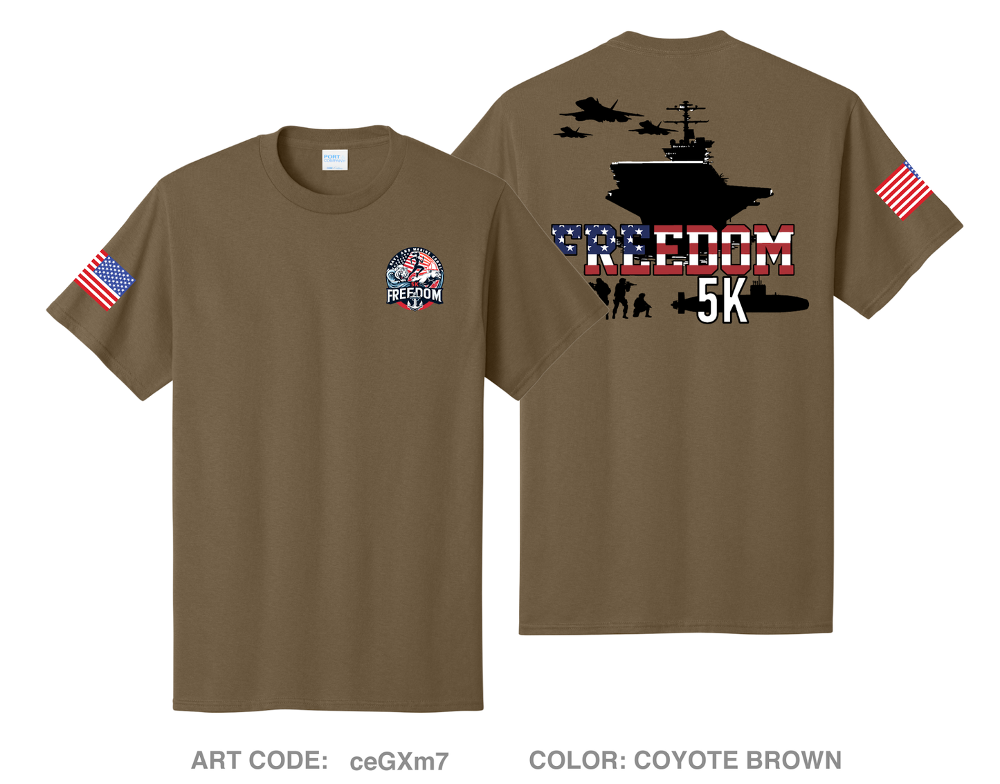 Navy and Marine Corps Freedom 5K Comfort Unisex Cotton SS Tee - ceGXm7