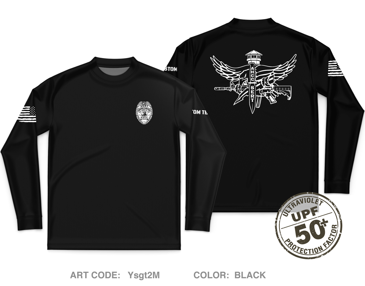 CUSTOM WA Department of Corrections AHCC SERT Core Men's UPF 50+ Performance LS Tee - Ysgt2M