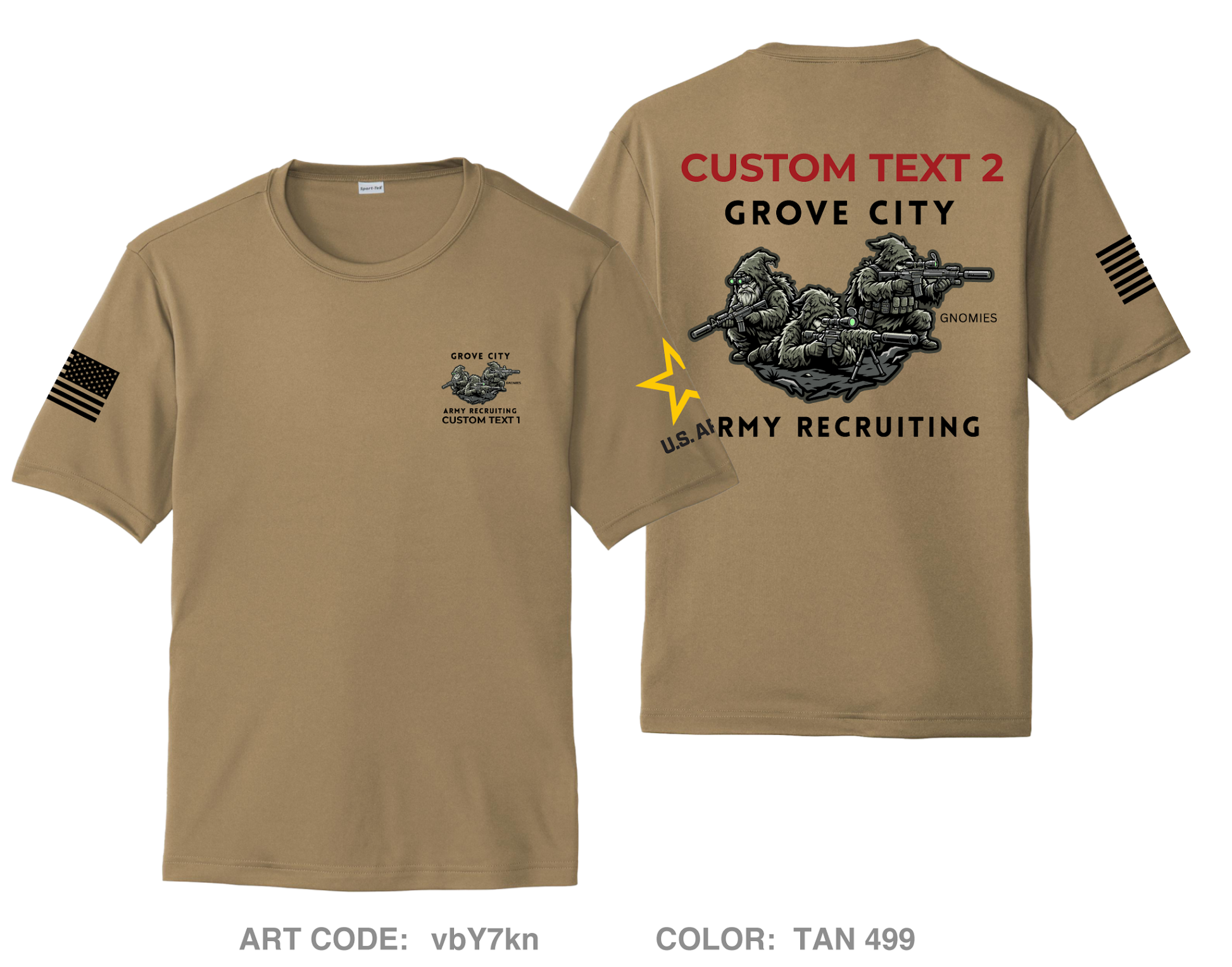CUSTOM Grove City Army Recruiting Hi-Tech Performance Unisex SS Tee - vbY7kn