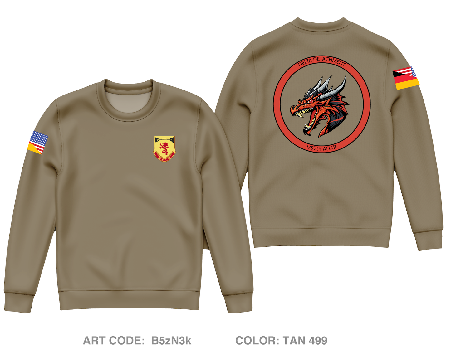 1/57th ADAR DELTA DETACHMENT Core Men's Crewneck Performance Sweatshirt - B5zN3k