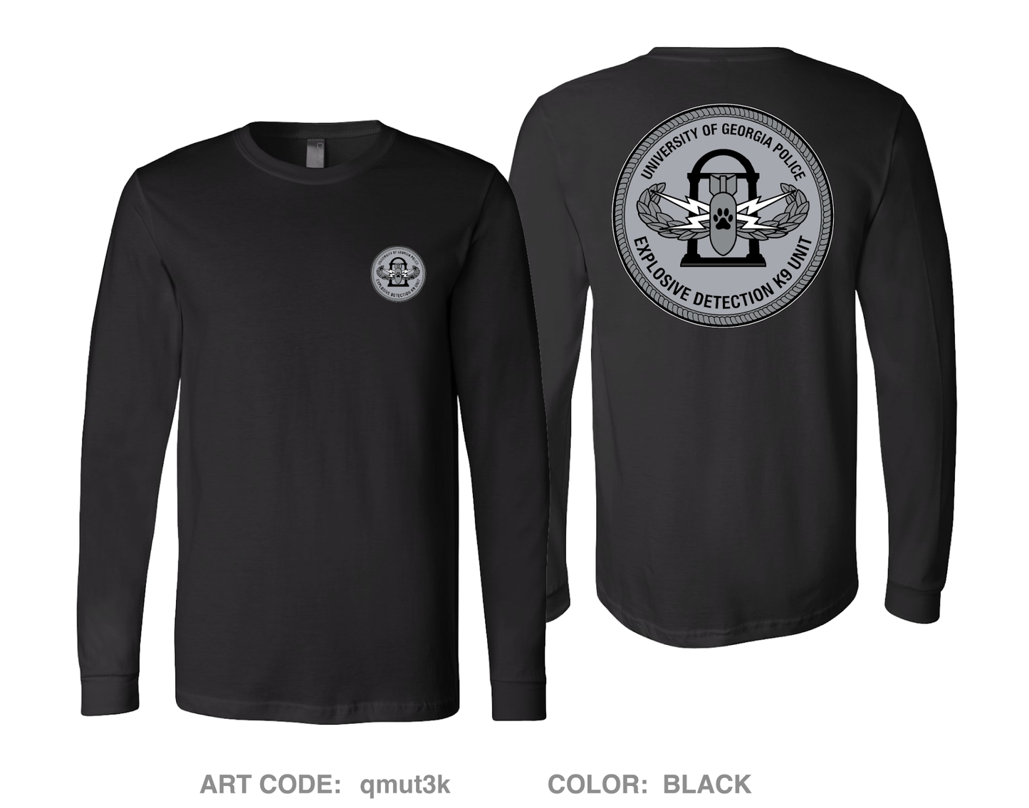 University of Georgia EOD K9 Unit Comfort Unisex Cotton LS Tee - qmut3k