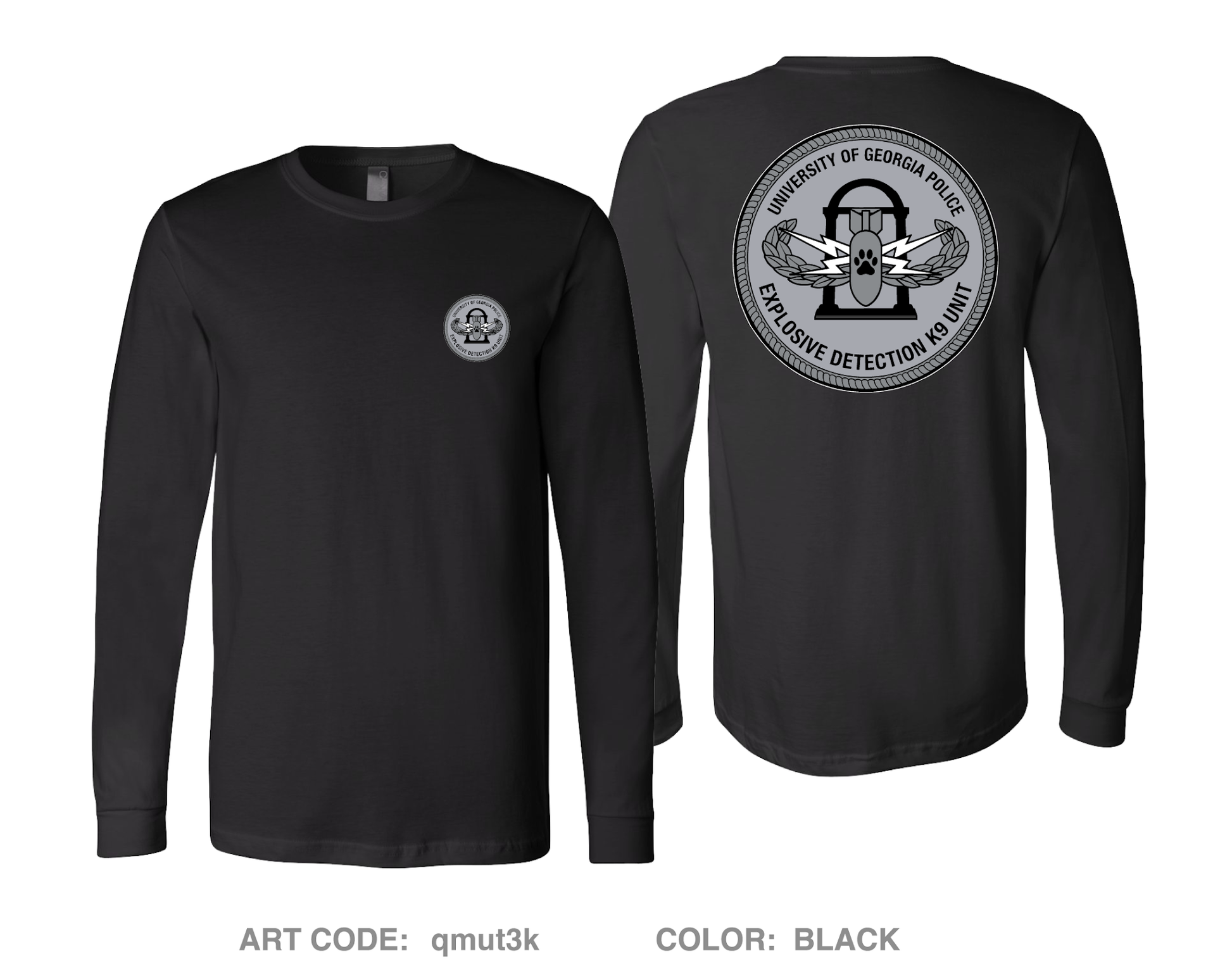 University of Georgia EOD K9 Unit Comfort Unisex Cotton LS Tee - qmut3k