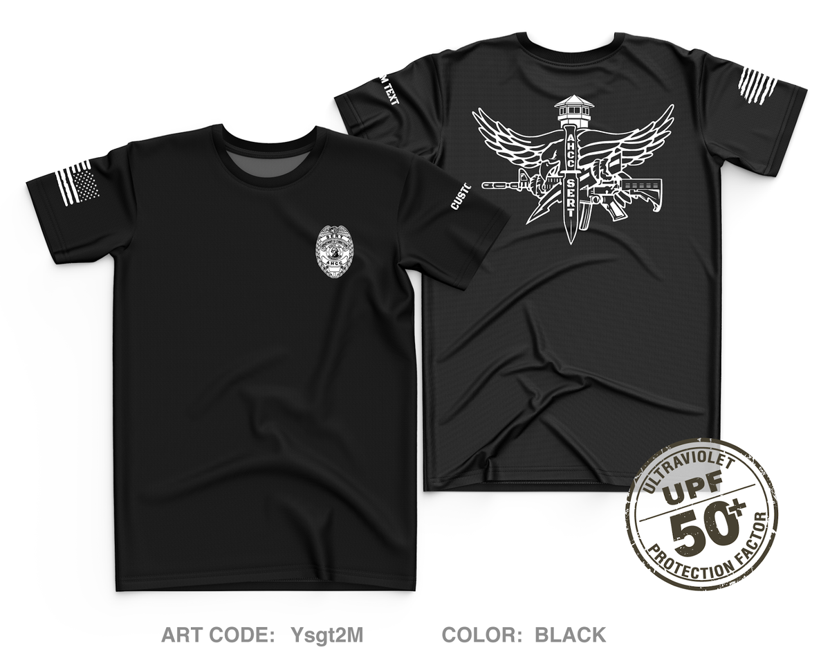 CUSTOM WA Department of Corrections AHCC SERT Core Men's UPF 50+ Performance SS Tee - Ysgt2M