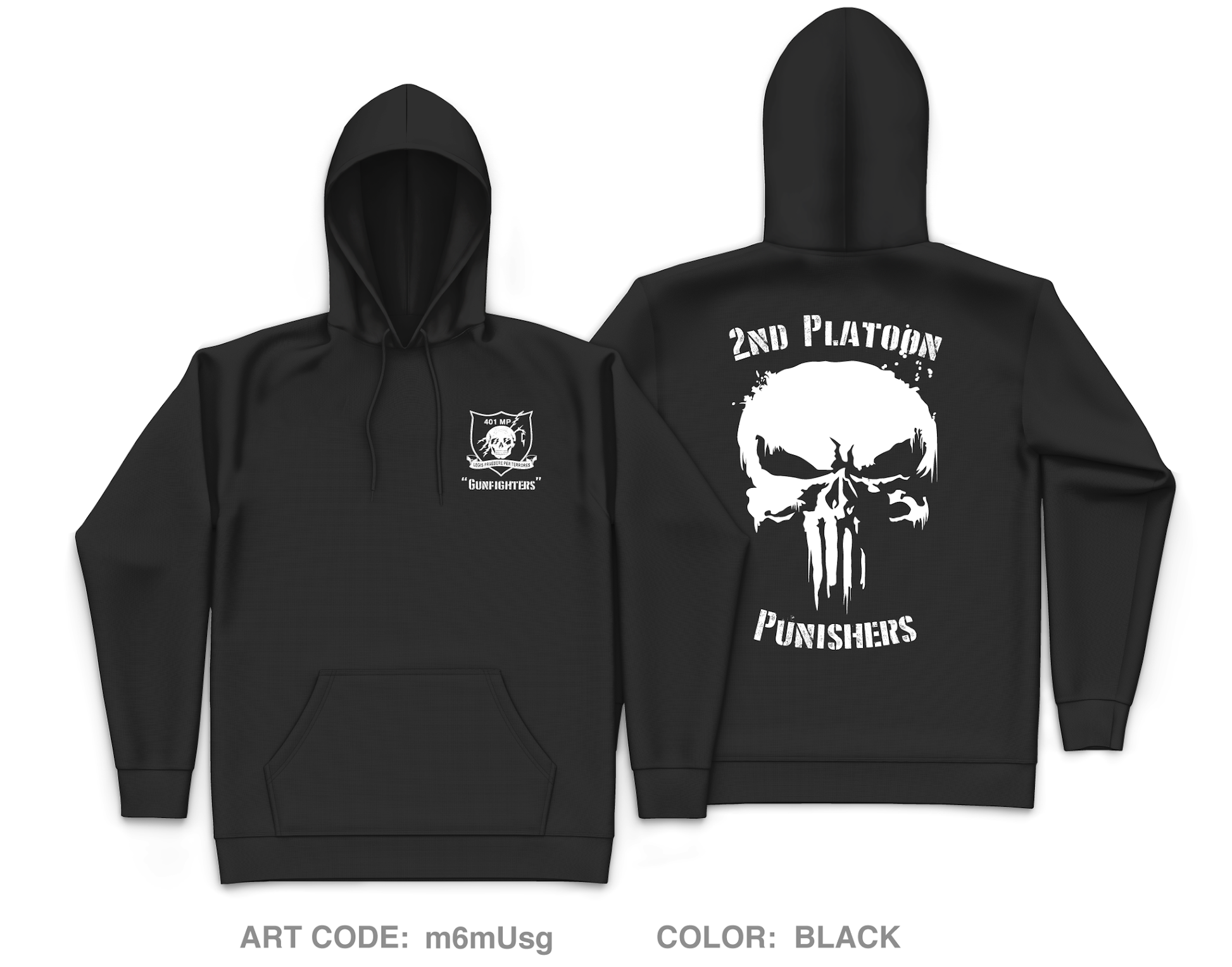 2nd Platoon Punishers Core Men's Hooded Performance Sweatshirt - m6mUsg