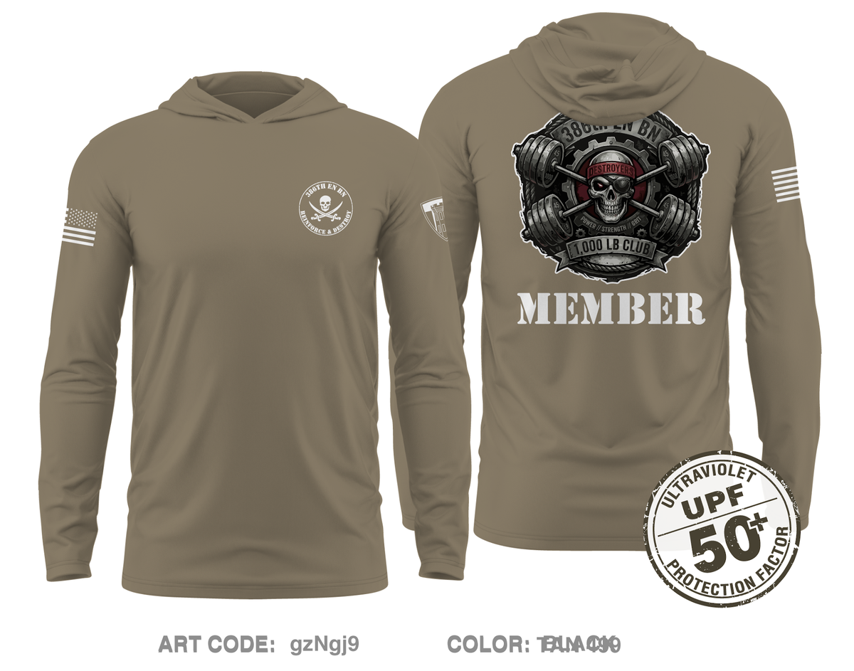 386th Engineer Battalion Fundraising Collection Core Men's UPF 50+ Hooded Performance LS Tee - gzNgj9