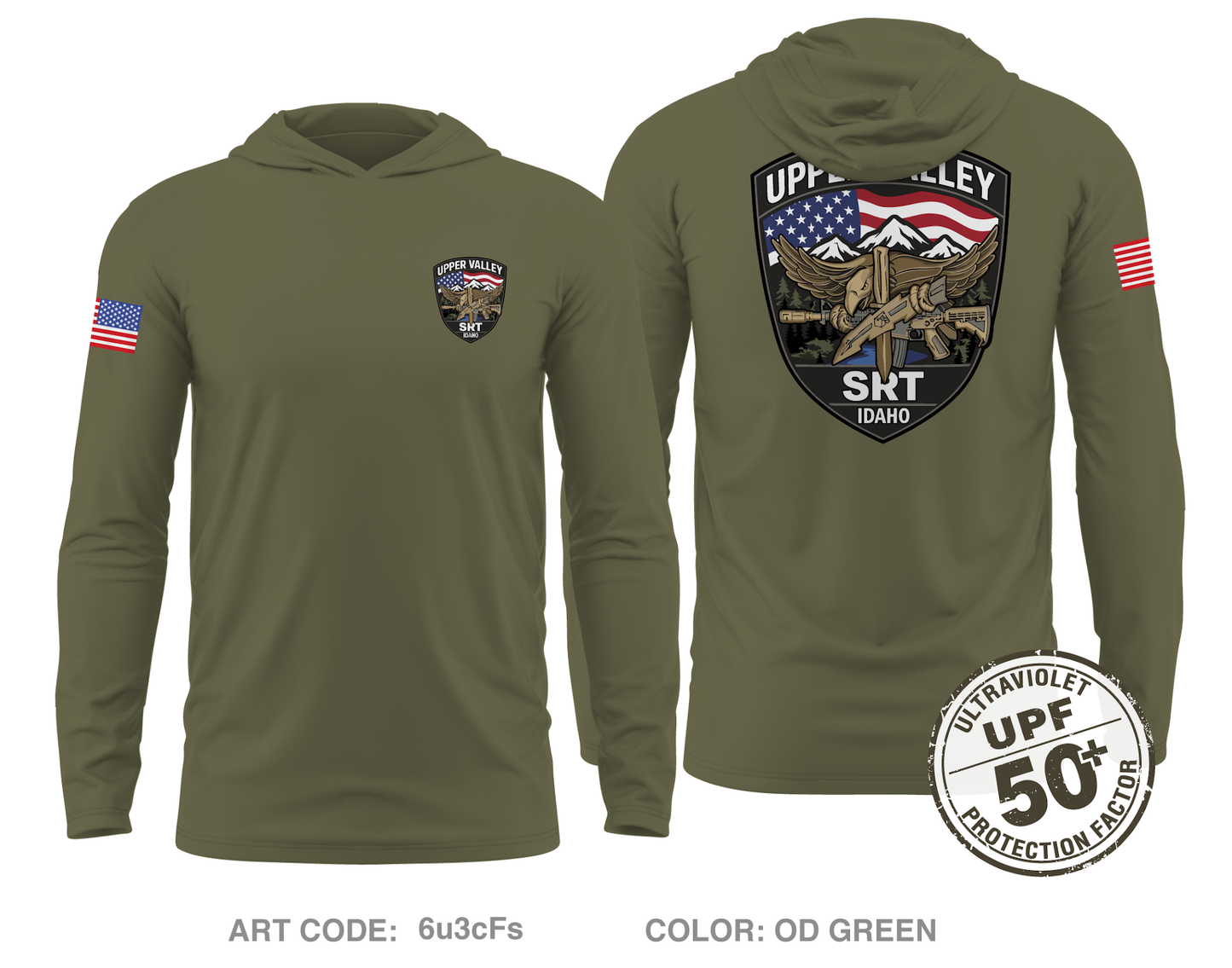 Upper Valley SWAT Team Core Men's UPF 50+ Hooded Performance LS Tee - 6u3cFs