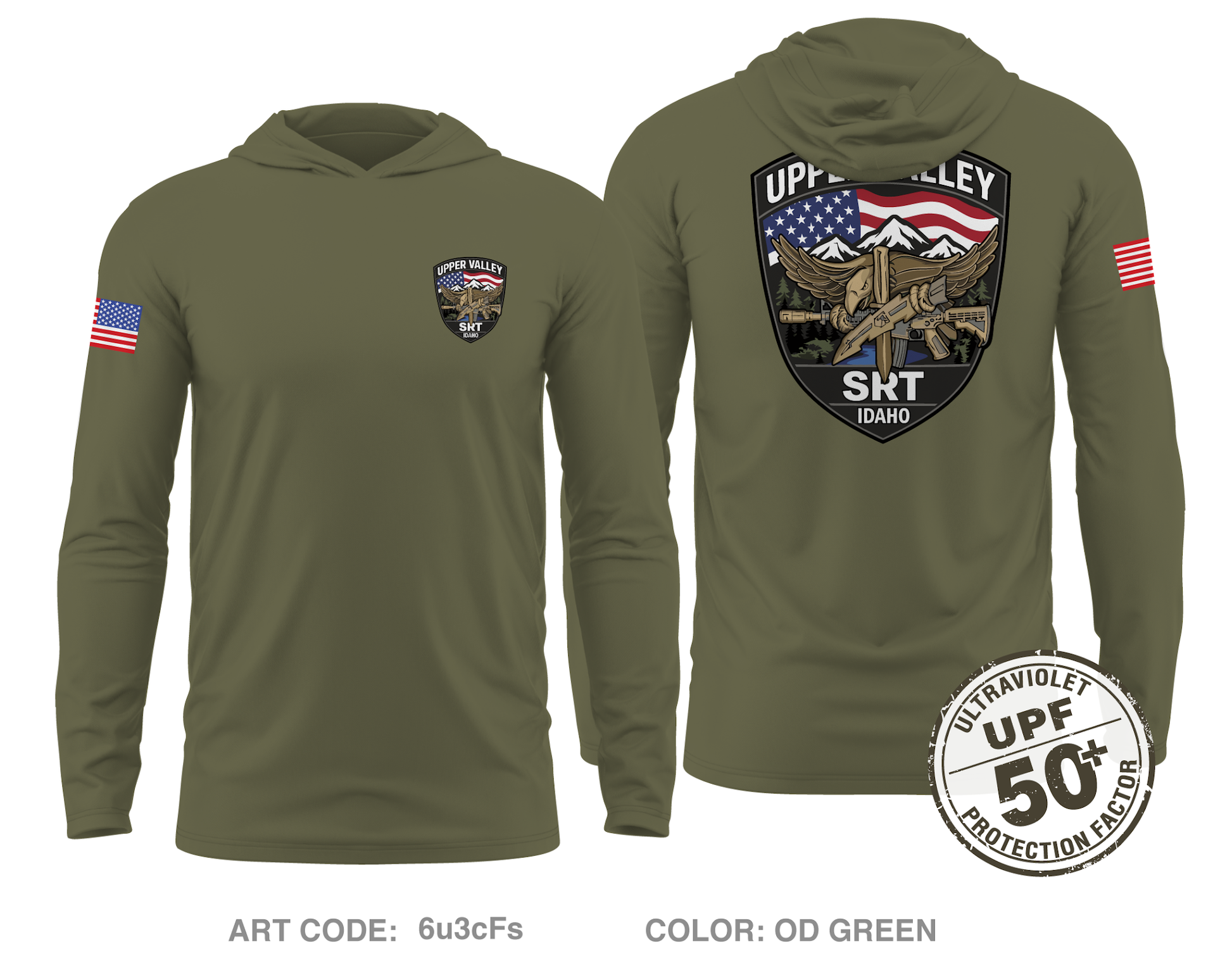 Upper Valley SWAT Team Core Men's UPF 50+ Hooded Performance LS Tee - 6u3cFs