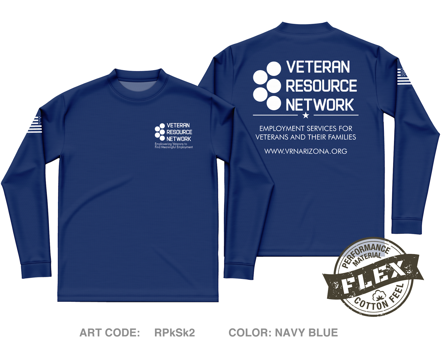 Veteran Resource Netwok Core Men's LS Flex Performance Tee - RPkSk2