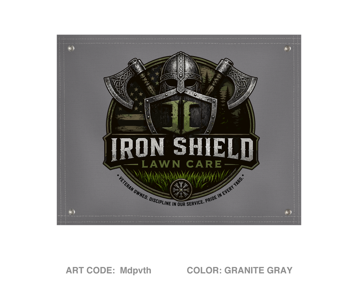 Iron Shield Lawncare Banner Flag - Mdpvth