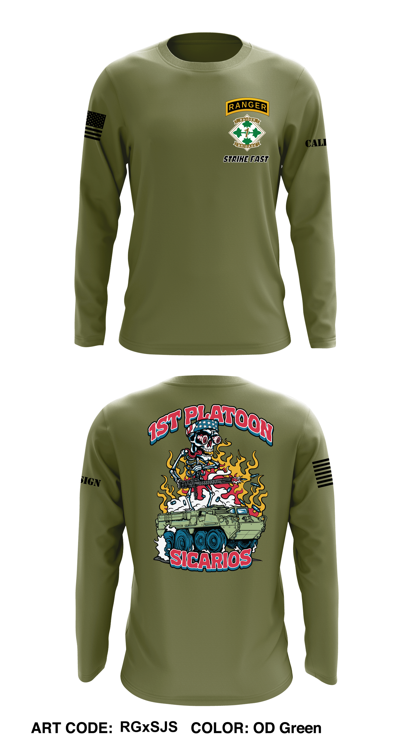 CUSTOM 1st Platoon, Brutal Company, 4-9 IN Core Men's LS Performance Tee - RGxSJS