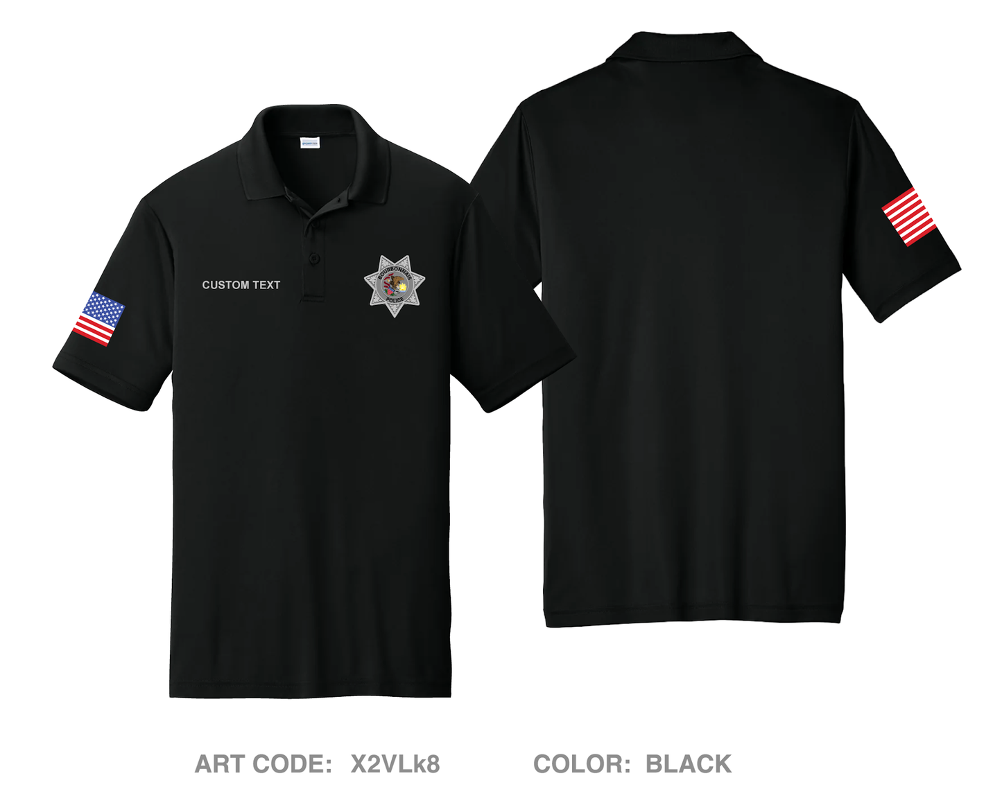 CUSTOM Bourbonnais Police Hi-Tech Performance Men's SS Polo - X2VLk8