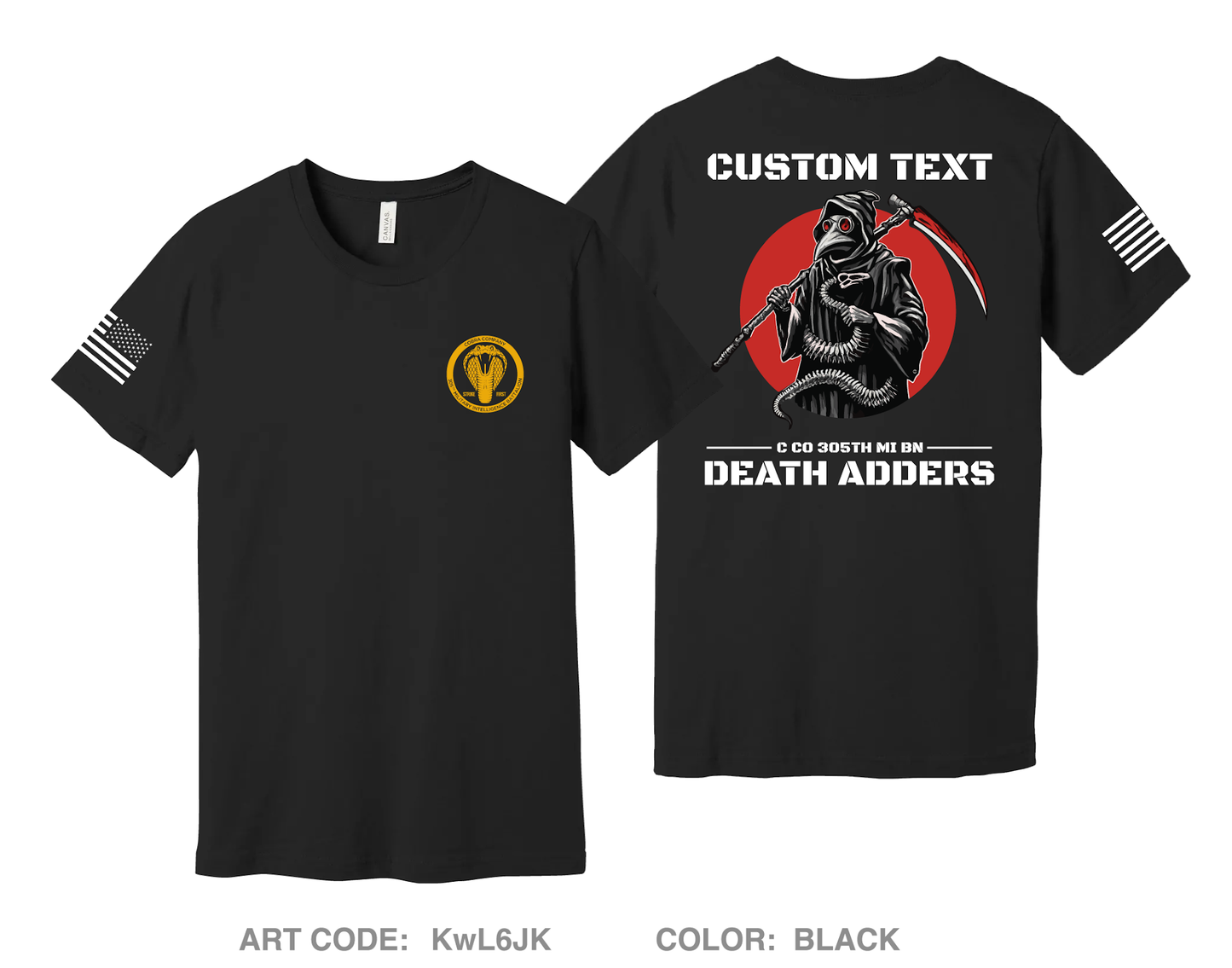 CUSTOM Death Adder Platoon C Co 305th Comfort Unisex Cotton SS Tee - KwL6JK