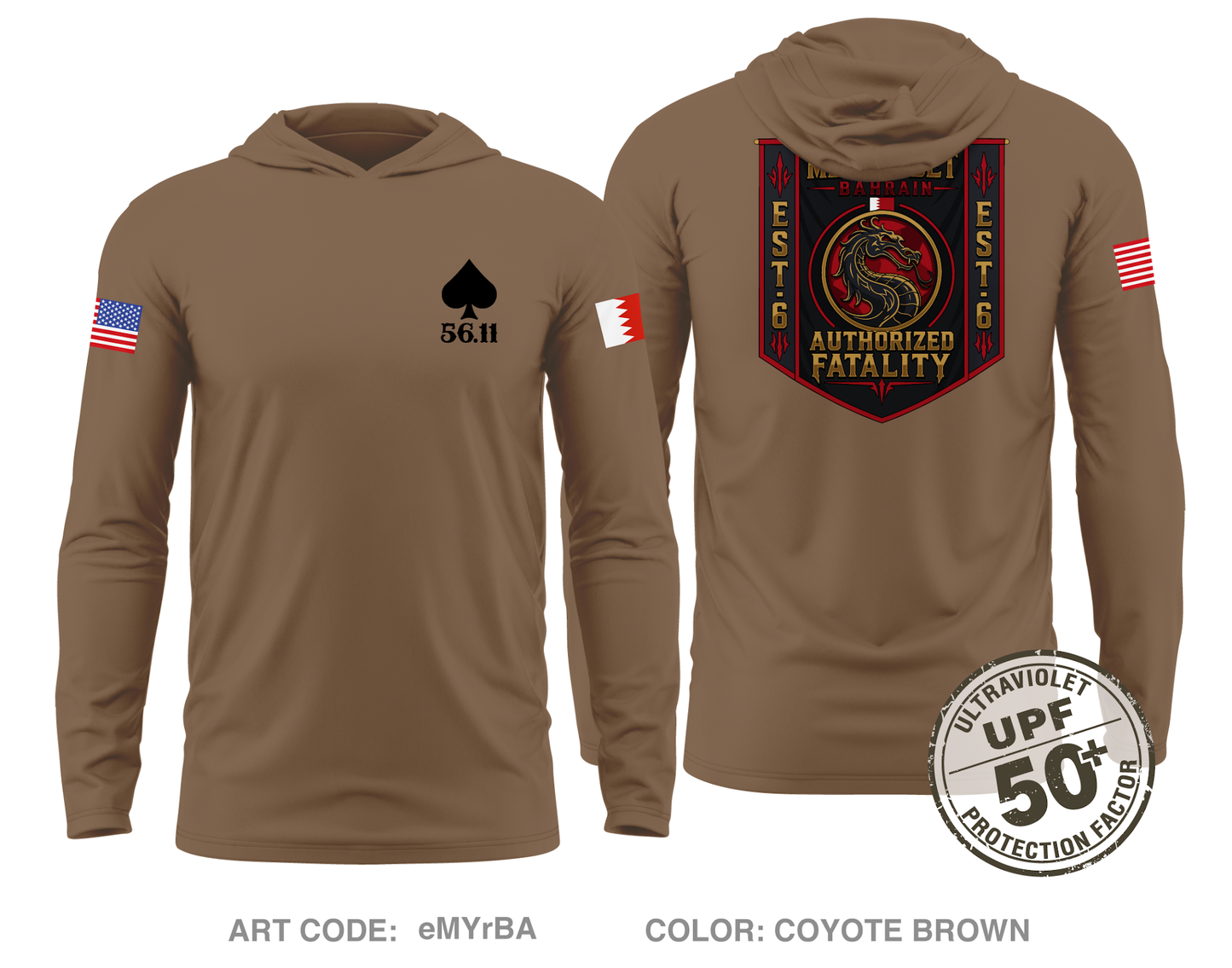 MESG-2 Detachment Bahrain Core Men's UPF 50+ Hooded Performance LS Tee - eMYrBA