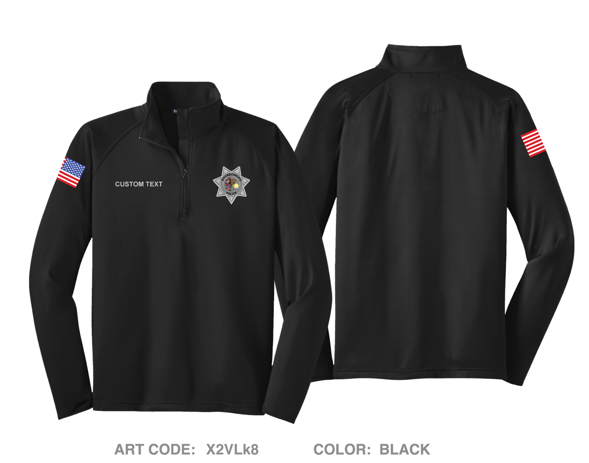 CUSTOM Bourbonnais Police Hi-Tech Performance Quarter-Zip Fleece Jacket - X2VLk8
