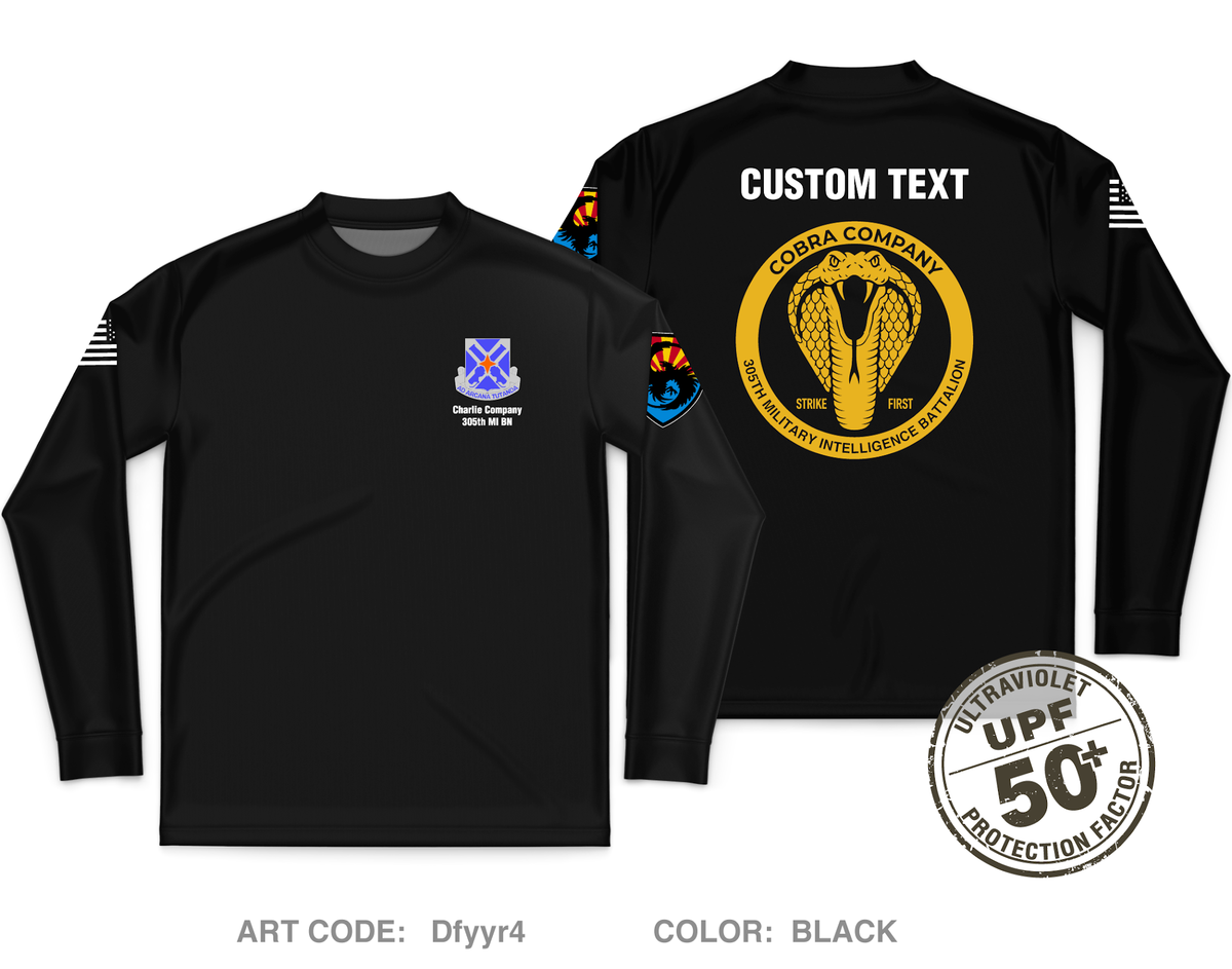 CUSTOM Charlie "Cobras" Company, 305th MI BN, 111th MI BDE Core Men's UPF 50+ Performance LS Tee - Dfyyr4