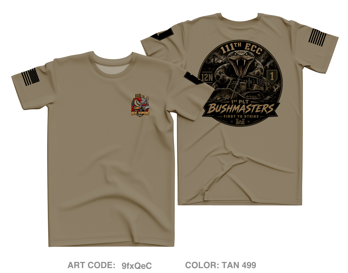 111th ECC 1st Platoon Bushmasters Core Men's SS Performance Tee - 9fxQeC