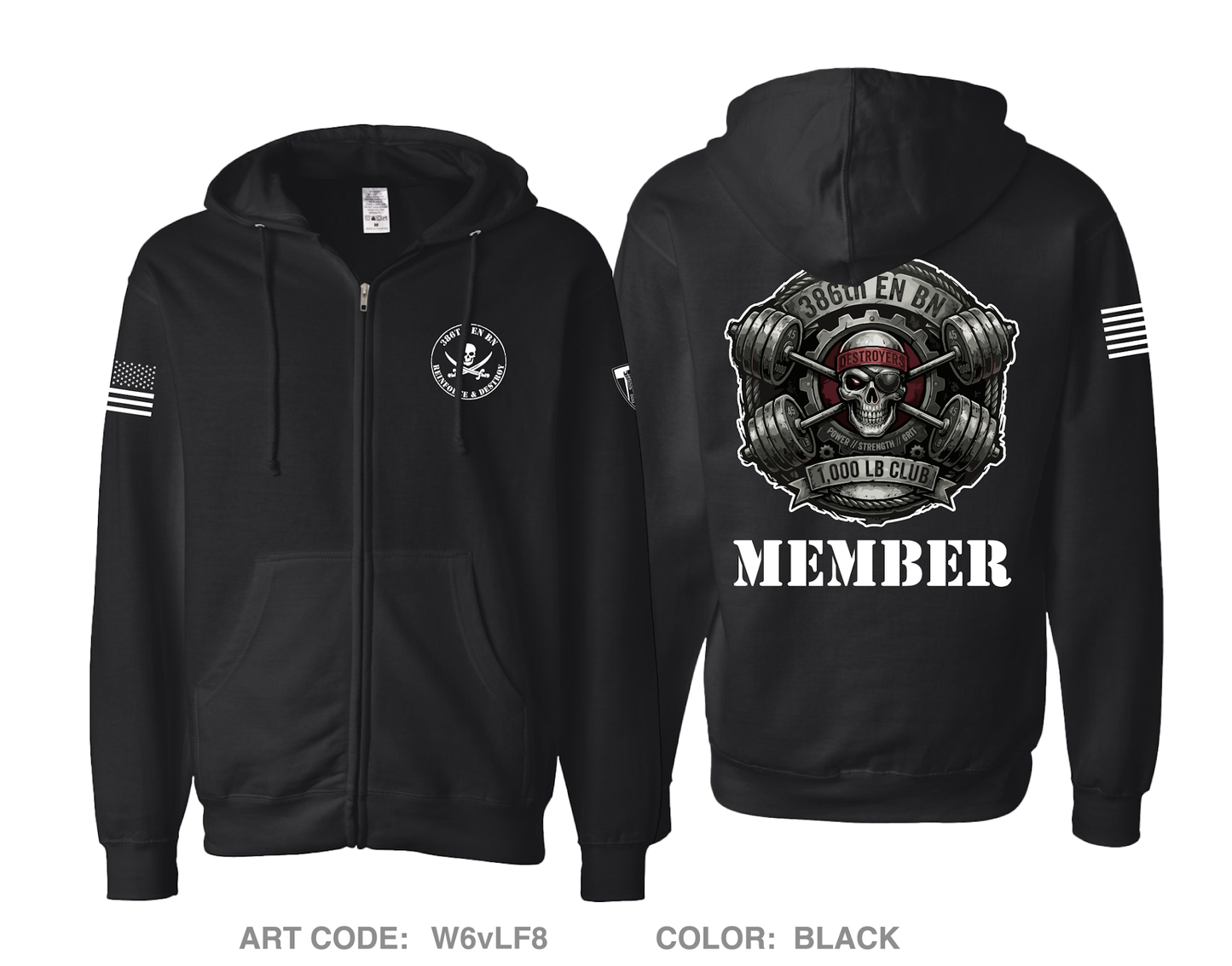 386th Engineer Battalion Comfort Unisex Cotton Blend Full-Zip Hooded Sweatshirt - W6vLF88