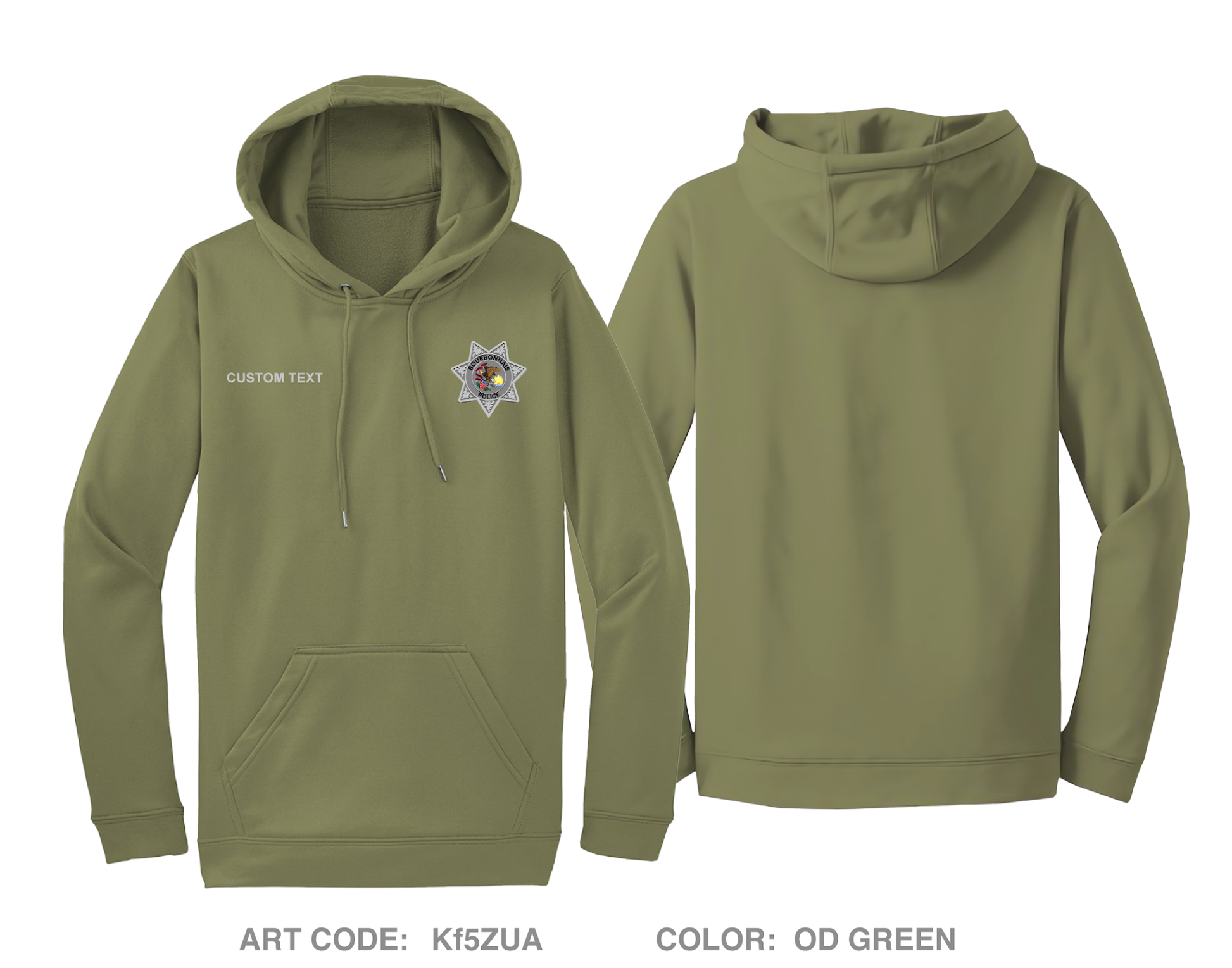 CUSTOM Bourbonnais Police Hi-Tech Performance Hoodie - Kf5ZUA