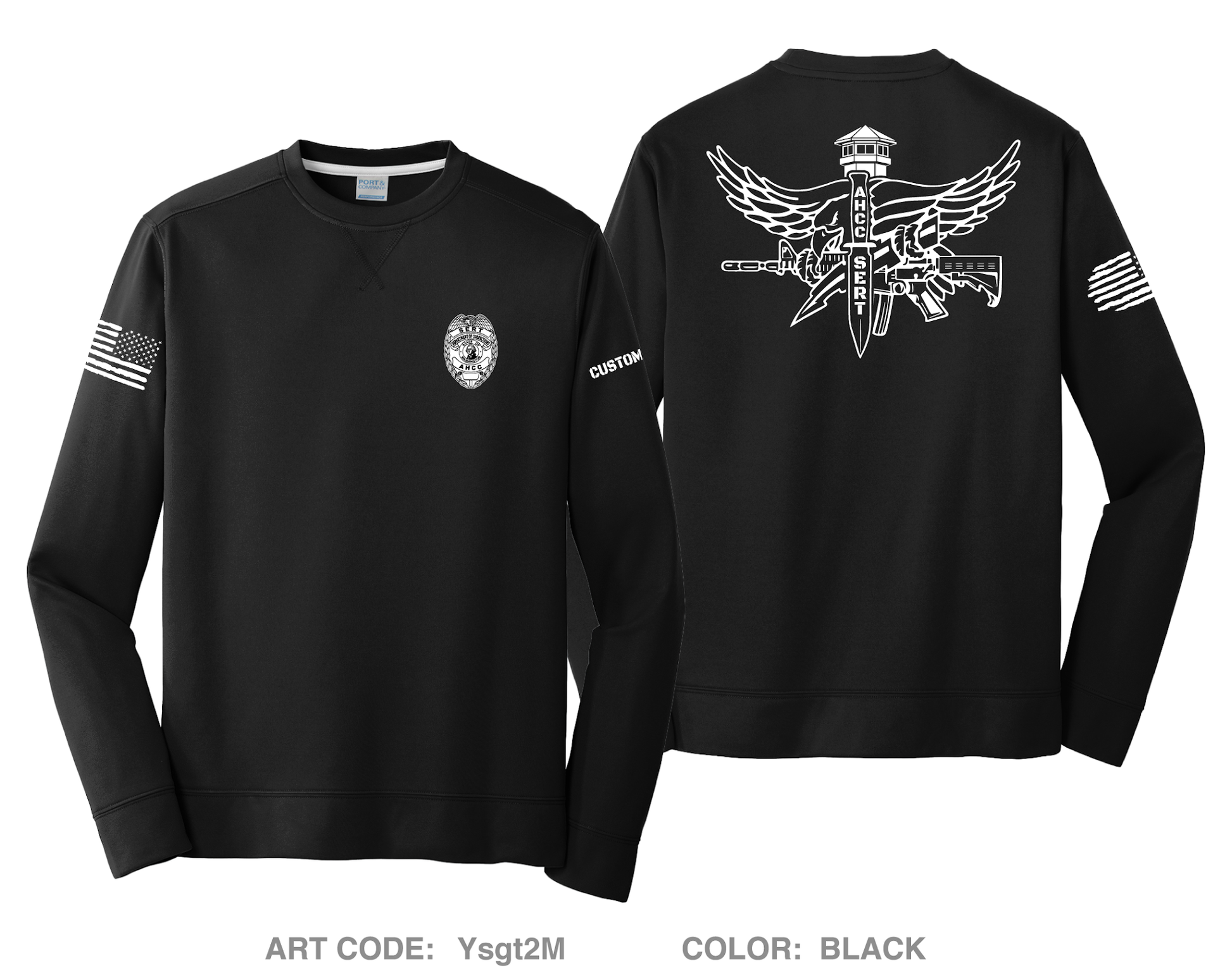 CUSTOM WA Department of Corrections AHCC SERT HI-Tech Performance Crewneck Sweatshirt - Ysgt2M