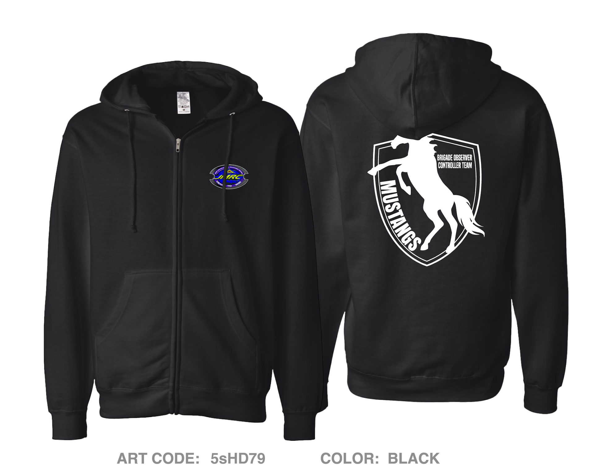 JMRC Mustang Team Comfort Unisex Cotton Blend Full-Zip Hooded Sweatshirt - 5sHD79