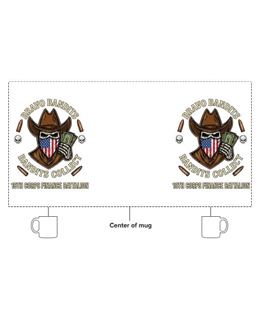 Bravo Company, 18th Corps Finance Battalion Fundraising 15 oz White Ceramic Mug - 4PMsdg
