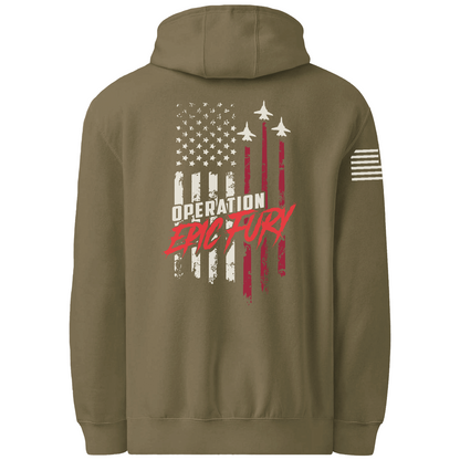CUSTOM Operation Epic Fury Comfort Unisex Hooded Sweatshirt - Flag