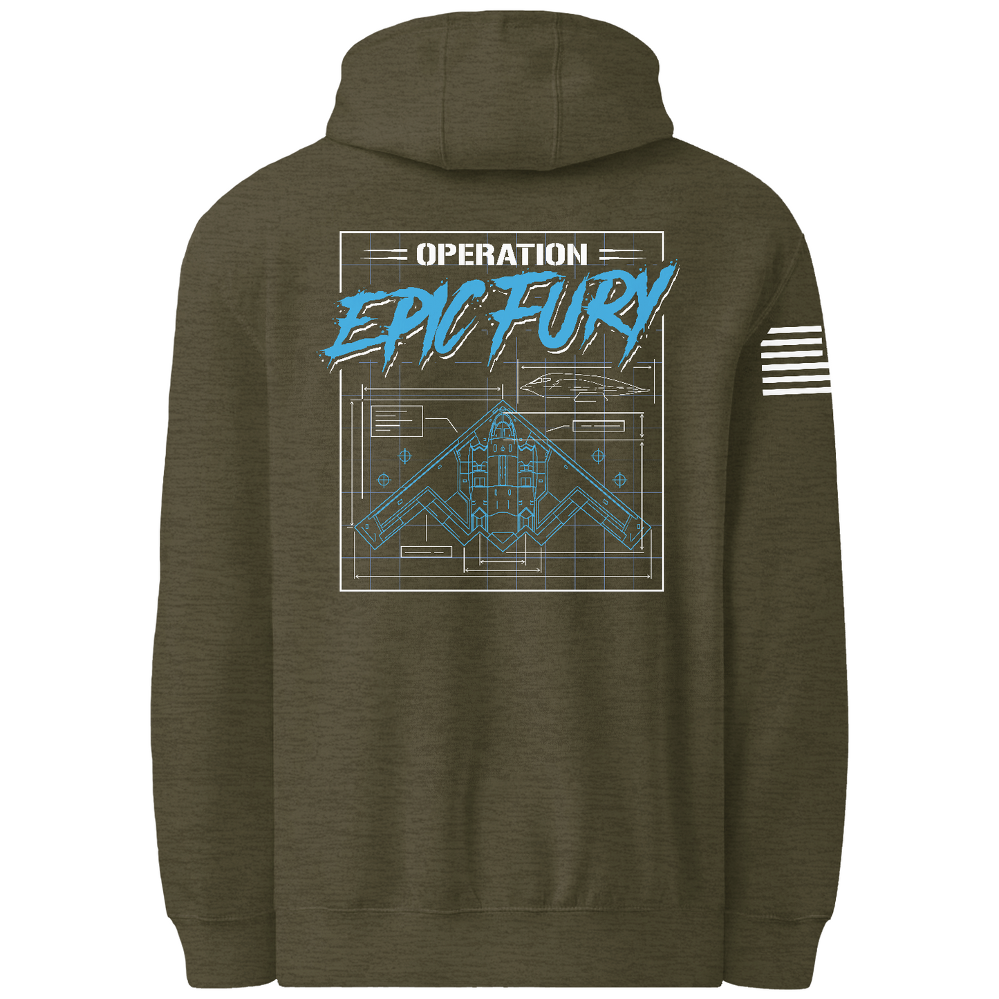 Operation Epic Fury Comfort Unisex Hooded Sweatshirt - Blueprint