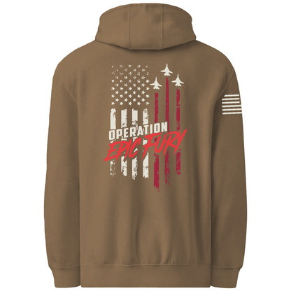 CUSTOM Operation Epic Fury Comfort Unisex Hooded Sweatshirt - Flag