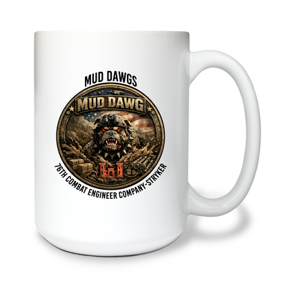 3rd Platoon MUD DAWGS 15 oz White Ceramic Mug - bL27hR