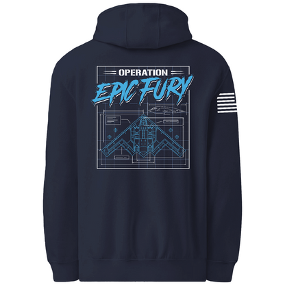Operation Epic Fury Comfort Unisex Hooded Sweatshirt - Blueprint
