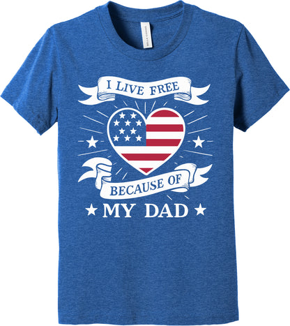 Emblem Youth Comfort Heather Cotton-Blend SS Tee - Live Free Heart Dad