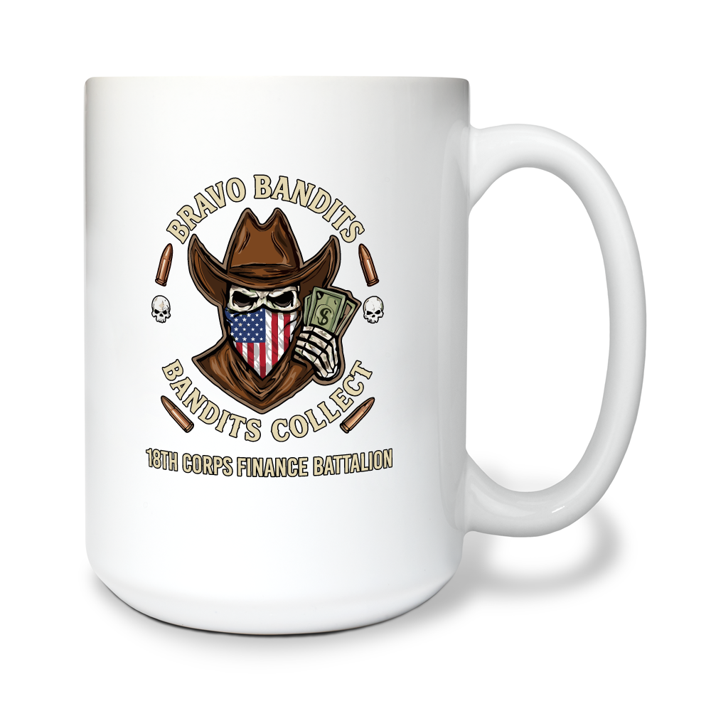 Bravo Company, 18th Corps Finance Battalion Fundraising 15 oz White Ceramic Mug - 4PMsdg
