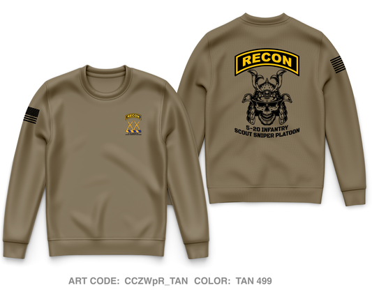 5-20 INFANTRY SCOUT/SNIPER PLATOON Store 1 Core Men's Crewneck Performance Sweatshirt - CCZWpR_TAN