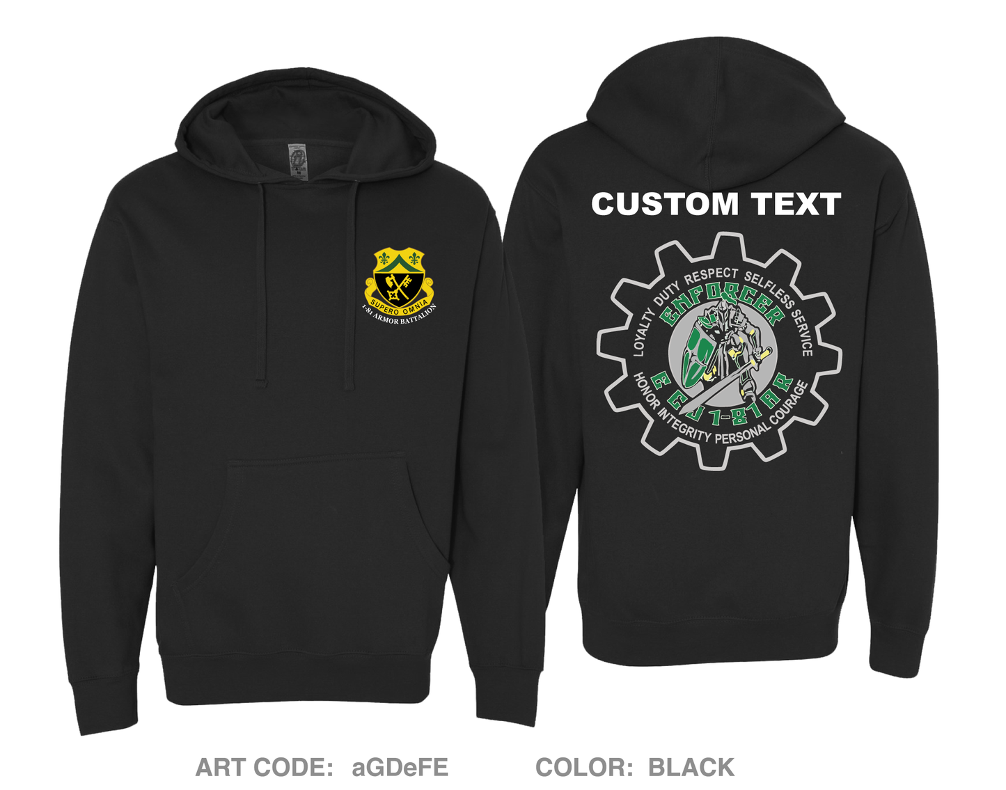 CUSTOM E Co, 1-81 AR BN, 194TH AR BDE Comfort Unisex Hooded Sweatshirt - aGDeFE