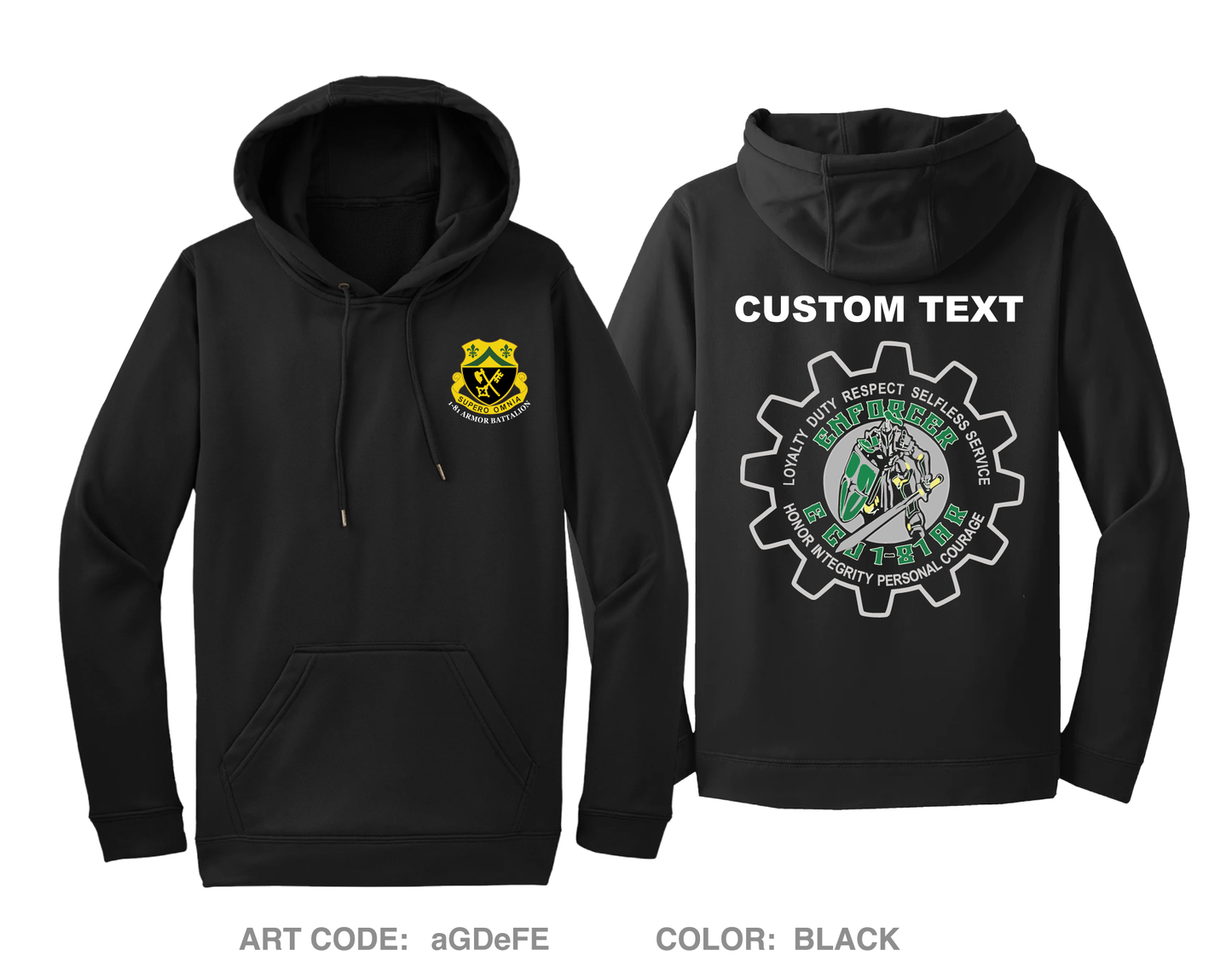 CUSTOM E Co, 1-81 AR BN, 194TH AR BDE Hi-Tech Performance Hoodie - aGDeFE