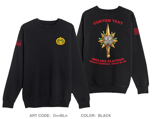 CUSTOM Wolves Platoon, Bravo Company 305th MI BN Comfort Unisex Crewneck Sweatshirt - DvvBLn
