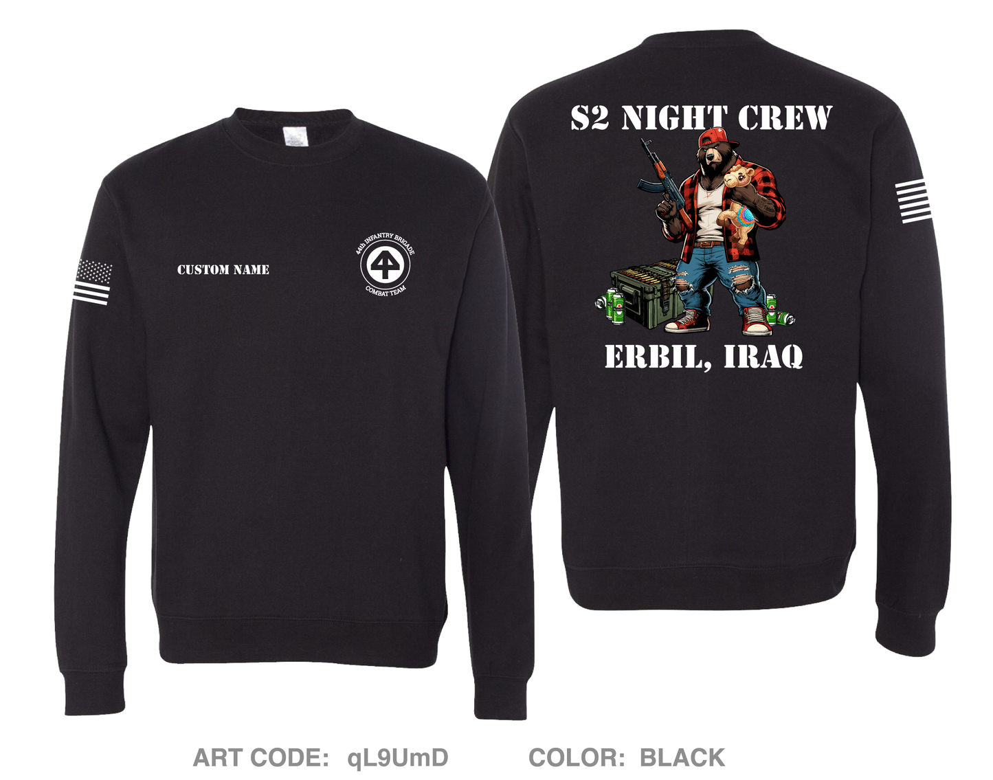 CUSTOM 44th IBCT S-2 Night Shift Comfort Unisex Crewneck Sweatshirt - qL9UmD