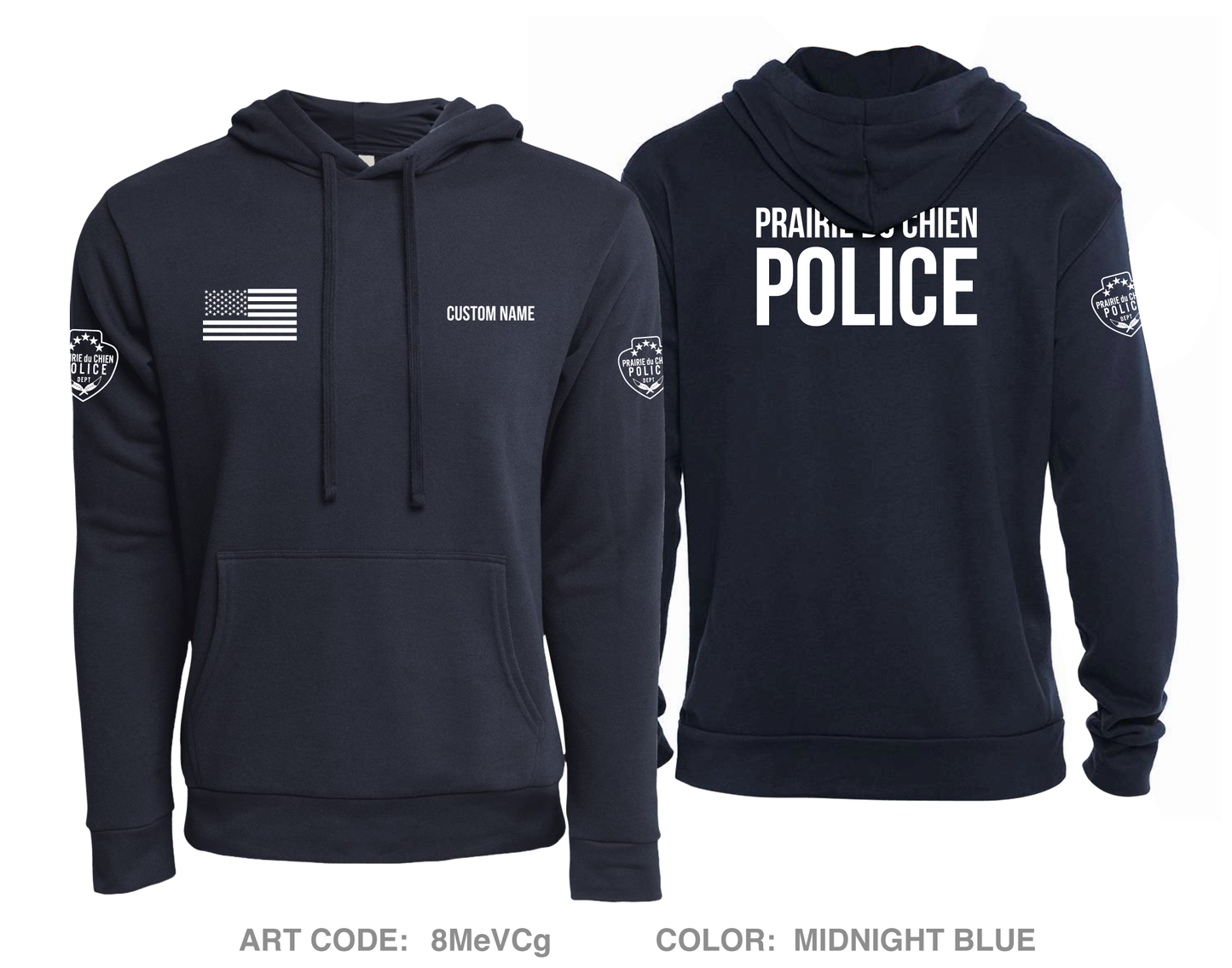 CUSTOM Prairie du Chien Police Department Comfort Unisex Hooded Sweatshirt - 8MeVCg