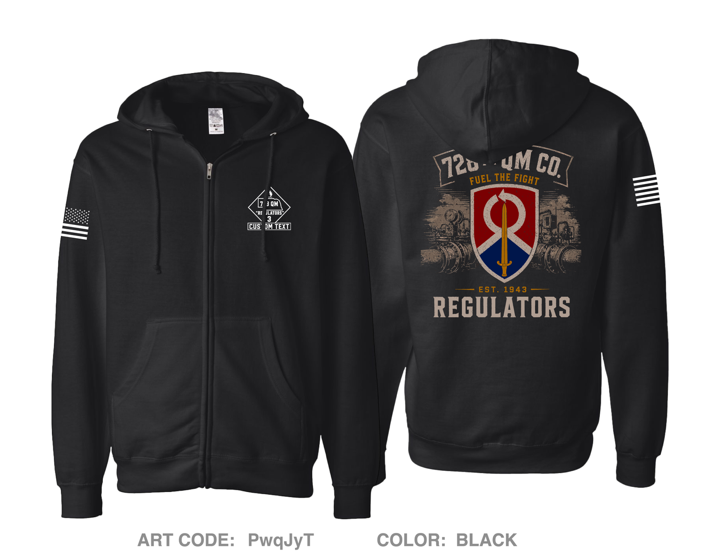 CUSTOM 728th QM Co Comfort Unisex Cotton Blend Full-Zip Hooded Sweatshirt - PwqJyT