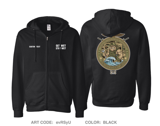 CUSTOM 810th Quartermaster Company Comfort Unisex Cotton Blend Full-Zip Hooded Sweatshirt - evRSyU