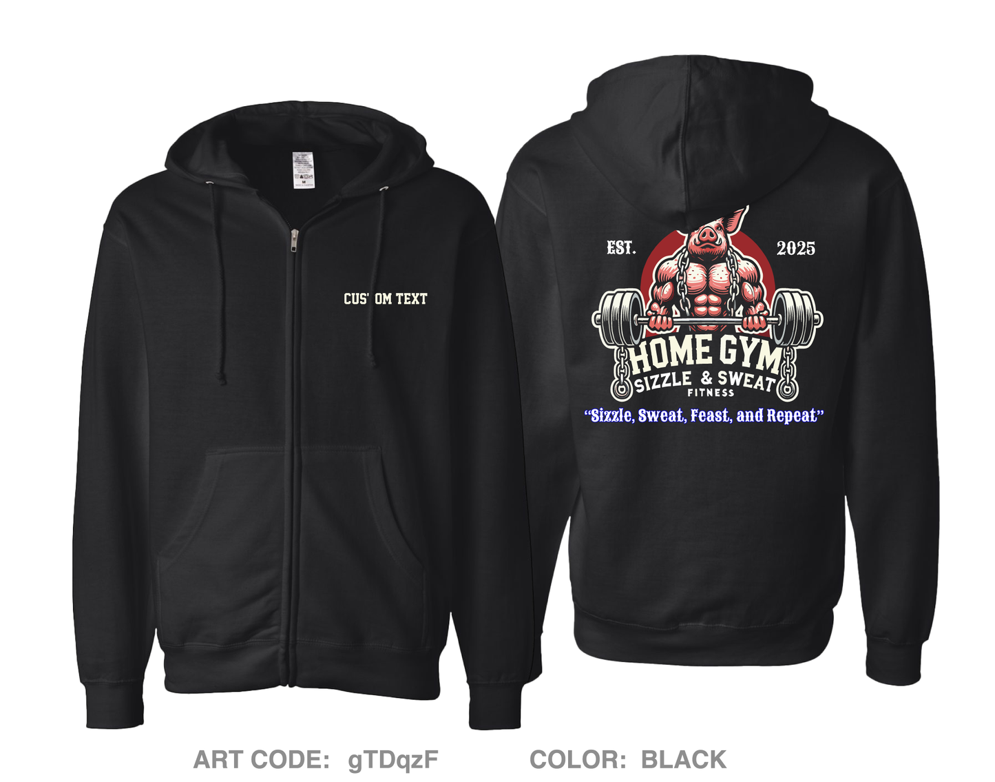 CUSTOM  Sizzle and Sweat Fitness Comfort Unisex Cotton Blend Full-Zip Hooded Sweatshirt - gTDqzF
