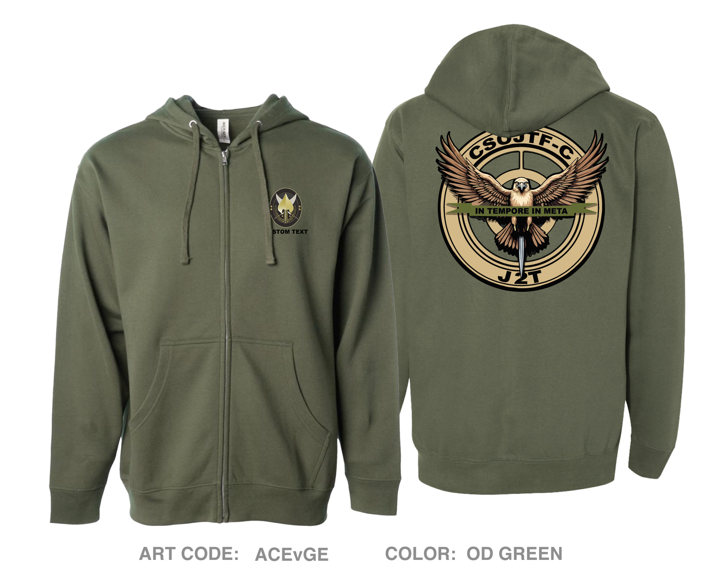 CUSTOM CSOJTF-C J2T Comfort Unisex Cotton Blend Full-Zip Hooded Sweatshirt - ACEvGE