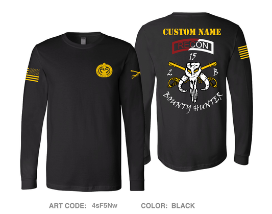 CUSTOM Bounty Hunter Troop, 2-15 CAV, 194th Armor Brigade Comfort Unisex Cotton LS Tee - 4sF5Nw