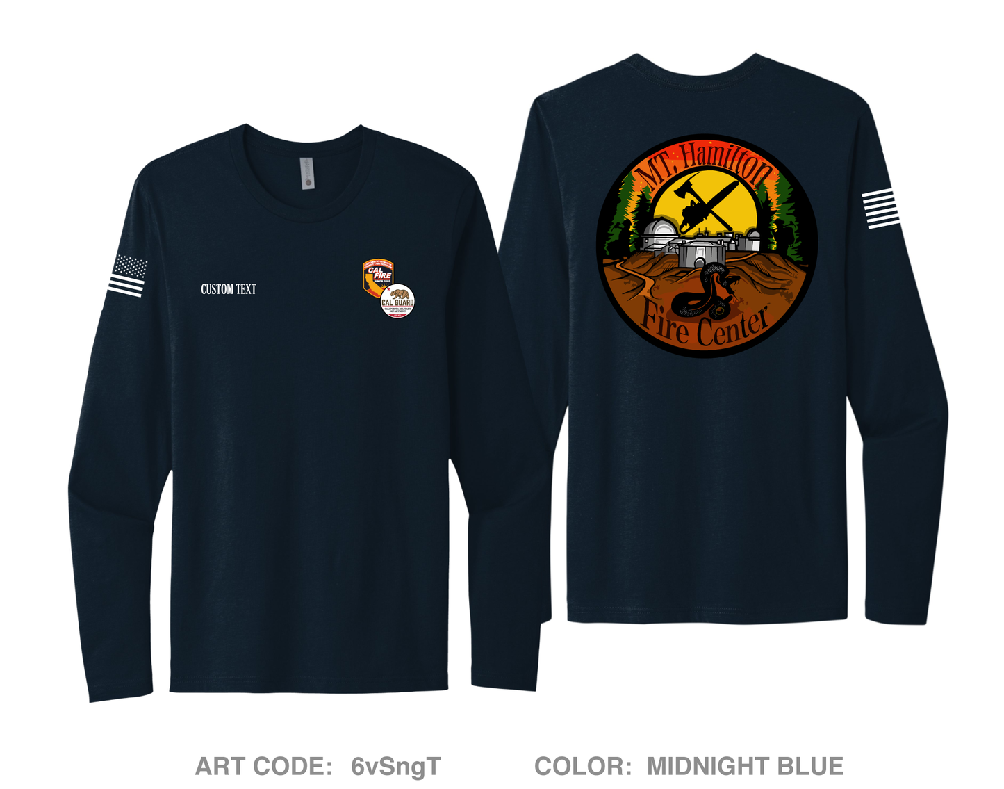 CUSTOM Mount Hamilton Fire Center Comfort Unisex Cotton LS Tee - 6vSngT