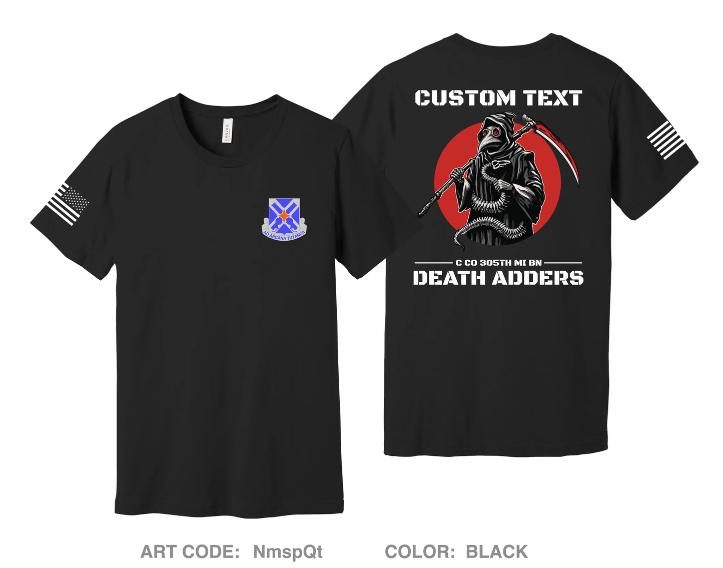 CUSTOM Death Adder Platoon C Co 305th (Students) Comfort Unisex Cotton SS Tee - NmspQt