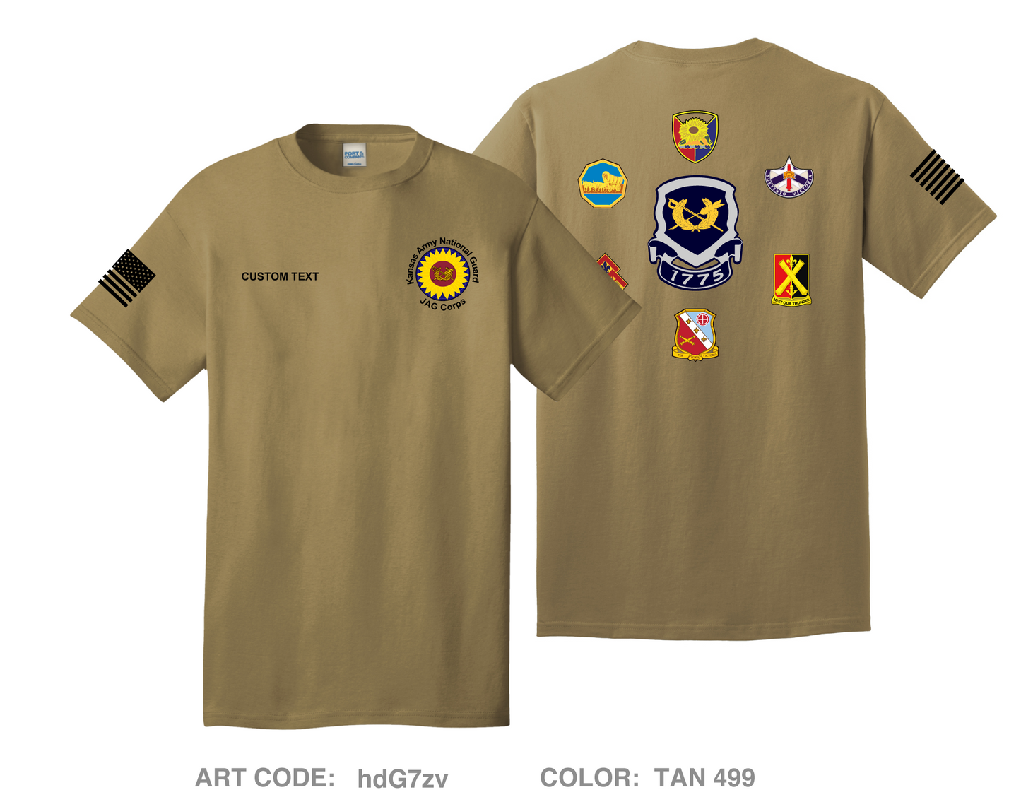 CUSTOM  Kansas Army National Guard JAG Corps Comfort Unisex Cotton SS Tee - hdG7zv