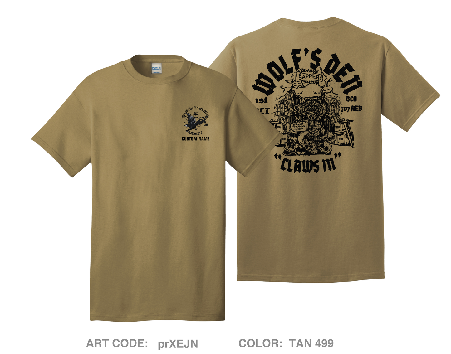 CUSTOM 1 PLT, B Co, 307AEB Comfort Unisex Cotton SS Tee - prXEJN